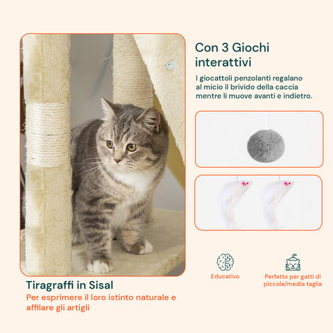 Tiragraffi per Gatti 170 cm con Cuccia, Griglie e Accessori Montaggio
