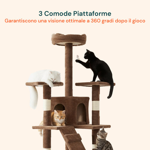 Tiragraffi per Gatti 170 cm con Cuccia, Griglie e Accessori Montaggio