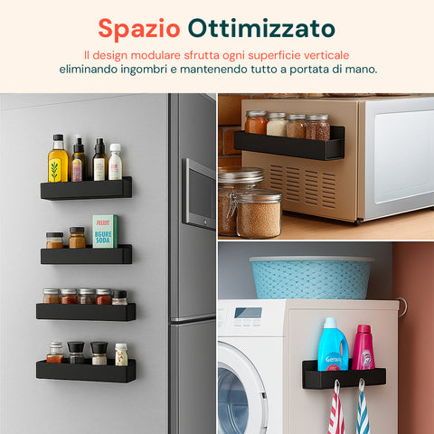 Set Ripiani Magnetici per Frigo – Robusti Porta Spezie in Metallo con Magnete