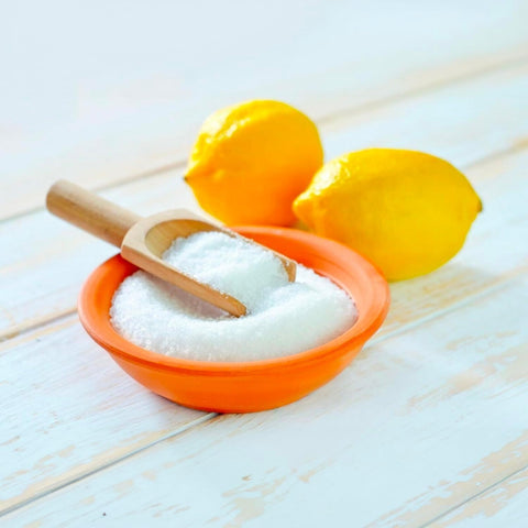 Acido citrico anidro puro 500g con limoni freschi, prodotto naturale per pulizia casa e cosmetici fai da te
