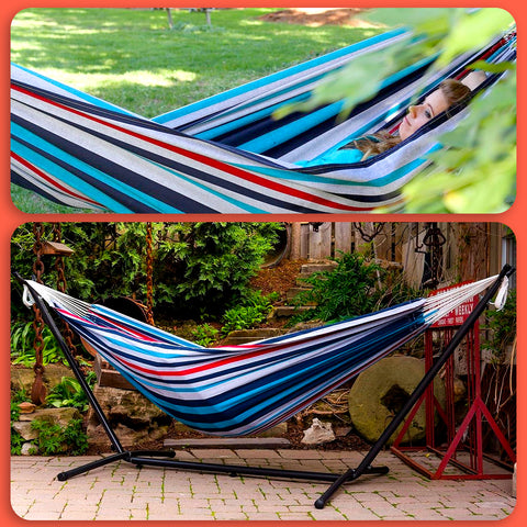 Amaca Galapagos Blu Shades con Struttura in Metallo e Tessuto in Cotone per Esterni Ean-8050030810157