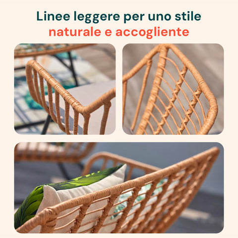 Set Cebu Salotto Con Tavolo In Vetro Divano E 2 Poltrone In Polyrattan