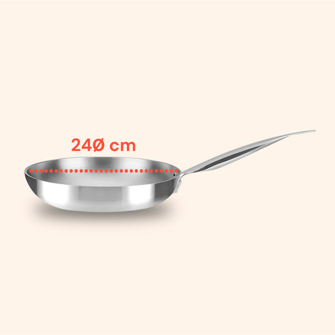 Padella 24 cm in Alluminio 100% Riciclato con Fondo per Induzione