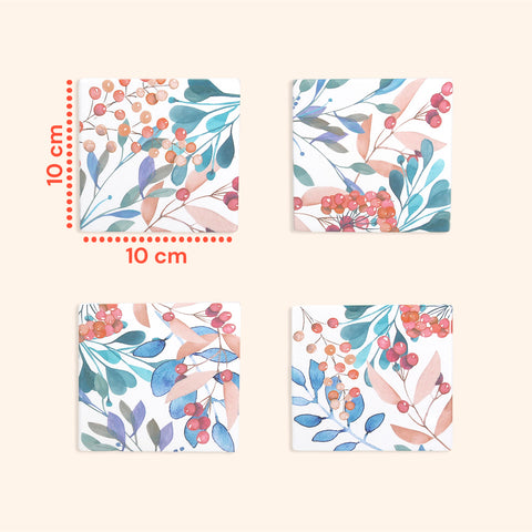 Sottobicchieri Floreali in Ceramica – Set 4 per Bevande Calde e Fredde