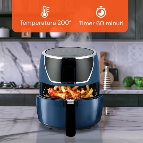 Friggitrice Ad Aria 5l 1500w Temperatura 80-200°C Con Timer E Display Led