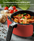 Friggitrice Ad Aria 5l 1500w Temperatura 80-200°C Con Timer E Display Led
