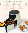 Friggitrice Ad Aria 5l 1500w Temperatura 80-200°C Con Timer E Display Led
