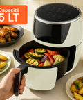 Friggitrice Ad Aria 5l 1500w Temperatura 80-200°C Con Timer E Display Led