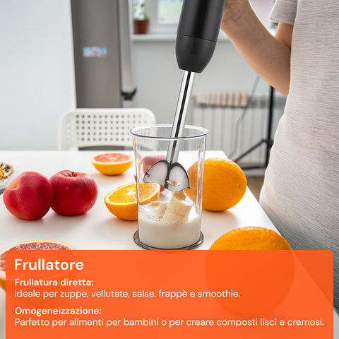 Frullatore diretto per zuppe, vellutate, salse, frappé e smoothie, omogeneizzazione per bambini e composti cremosi