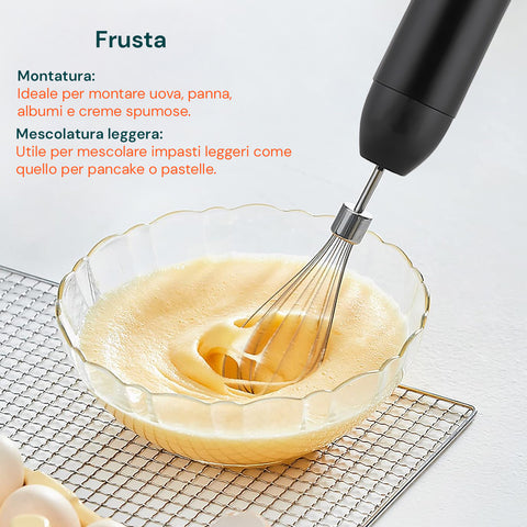 Frusta per montatura uova, panna, albumi e creme spumose, mescolatura leggera per impasti pancake e pastelle perfette