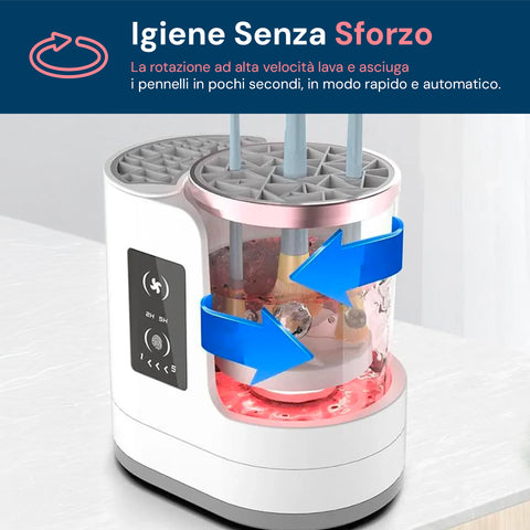 Pulitore Pennelli 3 in 1 Elettrica Automatica con Lavaggio e Asciugatura