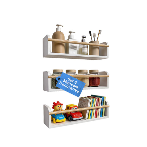 avilia home set 3 mensole da parete per bambini in legno resistente 40x12 cm portata 3kg ean 8052879011672