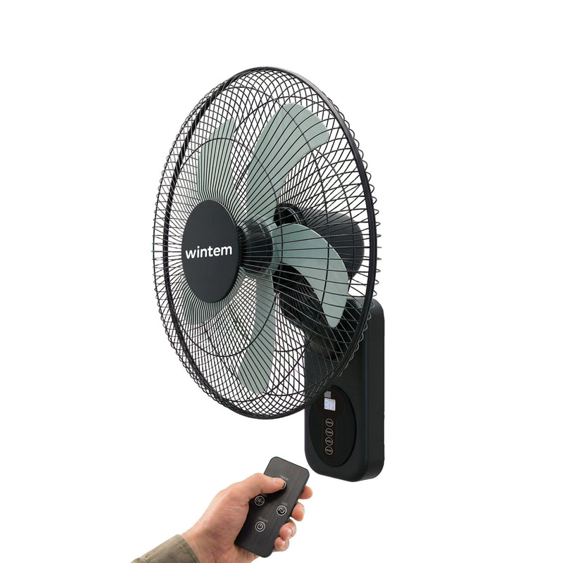 wintem barrow ventilatore da parete nero 40cm 60w 8 velocita con telecomando e timer 9h oscillazione 120 e inclinazione 30 ean 8056819040210