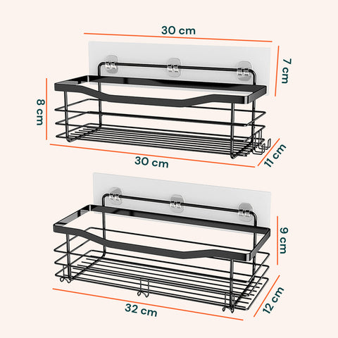 avilia home set 2 mensole adesive da parete in acciaio nero per bagno e cucina ean 8052879010668