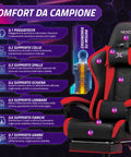 nexor sedia gaming reclinabile con poggiapiedi estraibile cuscino lombare e poggiatesta ean 8052879011771