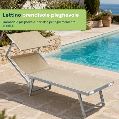 zendea lettino prendisole pieghevole in alluminio e textilene con tettuccio parasole 360 schienale reclinabile e portata 150kg ean 8056819032680