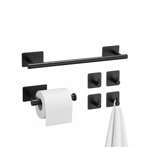 avilia home set 5 accessori bagno adesivi grigio in acciaio inox portata 25kg completo di porta rotolo e ganci per asciugamani ean 8052879012020