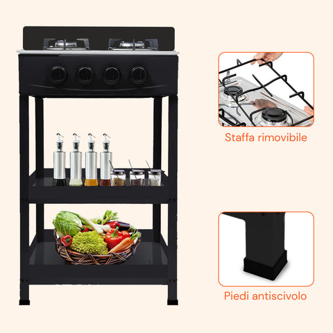 staylux cucina a gas da esterno con supporto e 2 ripiani acciaio potente e pratica ean 8055954980054