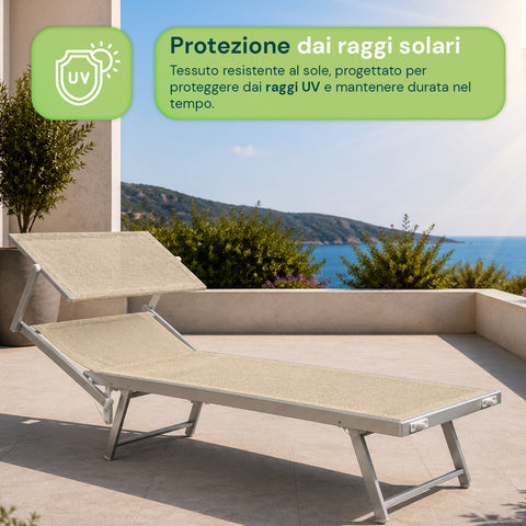 zendea lettino prendisole pieghevole in alluminio e textilene con tettuccio parasole 360 schienale reclinabile e portata 150kg ean 8056819032680