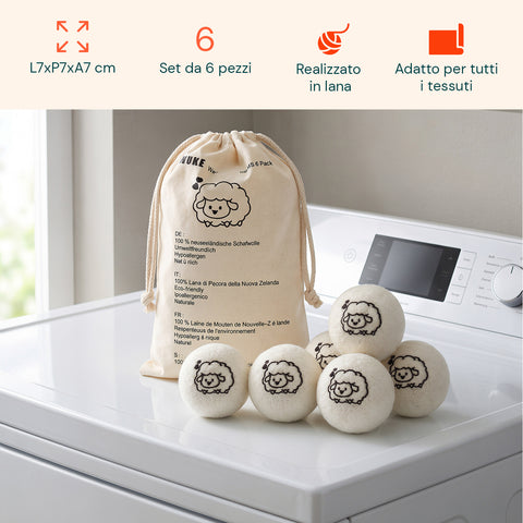 avilia home set 6 palline di lana per asciugatrice riutilizzabili diametro 7 cm ean 8052879011993