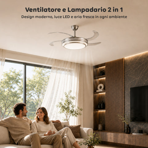 wintem ventilatore da soffitto con pale in abs richiudibili e luce led 72w dimmerabile 32w silenzioso telecomando e 6 velocita ean 8052286432312