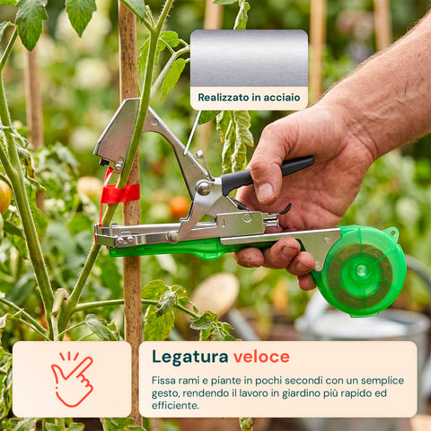 zendea kit legatrice per piante professionale con 40 nastri bicolore e 10 000 graffette macchina legatrice in acciaio 31 cm impugnatura ergonomica e apertura regolabile ean 8050030810553