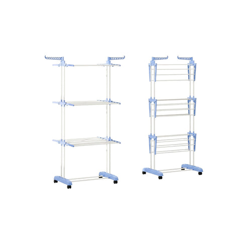 zendea stendibiancheria verticale a 3 livelli in ferro e pp estensibile e con ruote pivottanti l105xp64xa173cm portata 20kg ean 8052879013560