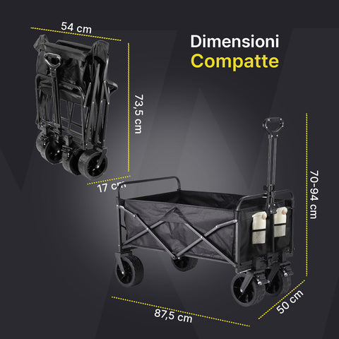 daimann carrello pieghevole da esterno taglia l 90kg taglia xl 120kg con ruote ean 8056590070642