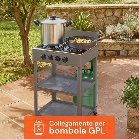 staylux cucina a gas da esterno con supporto e 2 ripiani acciaio potente e pratica ean 8055954980054