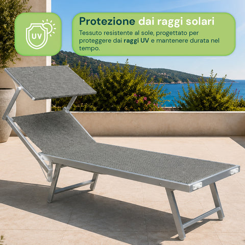 zendea lettino prendisole pieghevole in alluminio e textilene con tettuccio parasole 360 schienale reclinabile e portata 150kg ean 8056819032680
