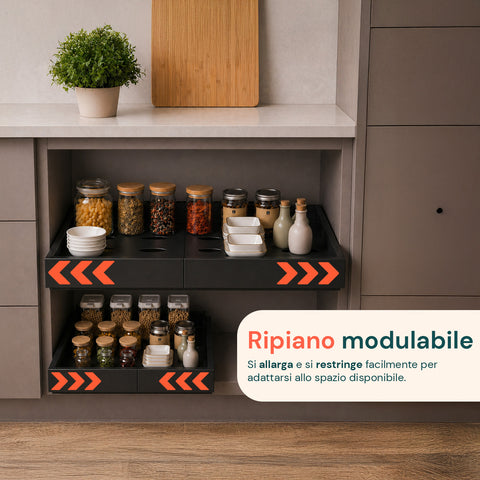 avilia home ripiano estraibile ed espandibile nero 3252 cm in metallo organizzatore scorrevole per mobili e dispensa ean 8052879010811