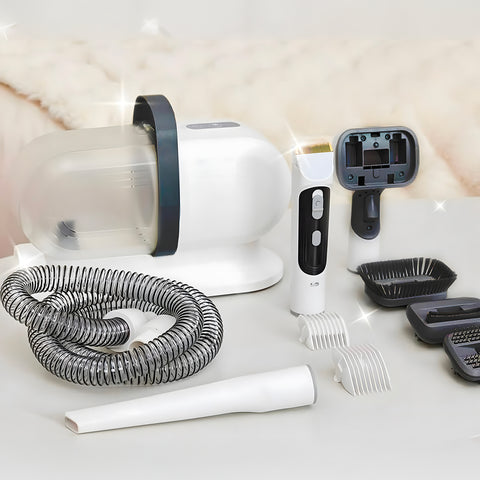 Kit toelettatura Pet Master con aspiratore silenzioso, spazzole e accessori per taglio pelo animali domestici

