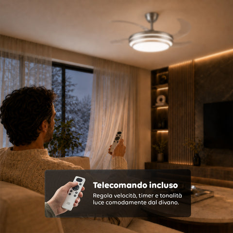 wintem ventilatore da soffitto con pale in abs richiudibili e luce led 72w dimmerabile 32w silenzioso telecomando e 6 velocita ean 8052286432312