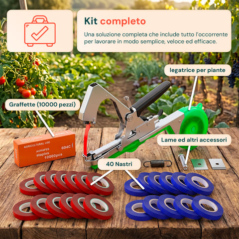 zendea kit legatrice per piante professionale con 40 nastri bicolore e 10 000 graffette macchina legatrice in acciaio 31 cm impugnatura ergonomica e apertura regolabile ean 8050030810553