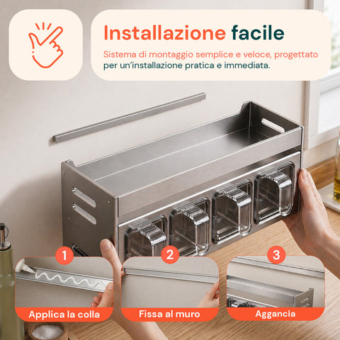 avilia home organizer in acciaio con 4 contenitori estraibili e ripiano superiore 35x105x12 cm portata 10 kg ean 8052879011559