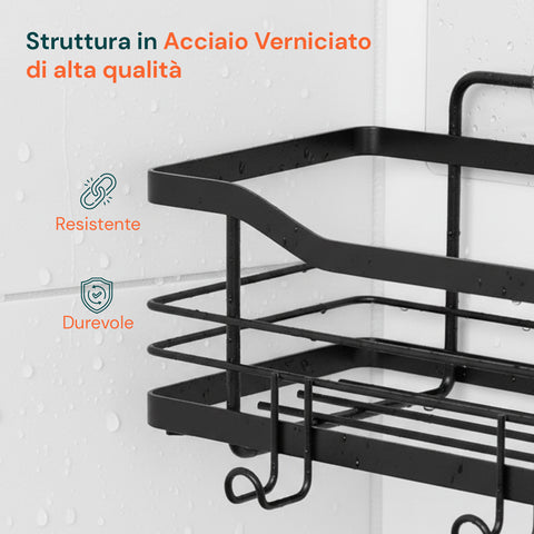 avilia home set 2 mensole adesive da parete in acciaio nero per bagno e cucina ean 8052879010668
