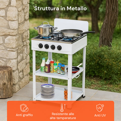staylux cucina a gas da esterno con supporto e 2 ripiani acciaio potente e pratica ean 8055954980054