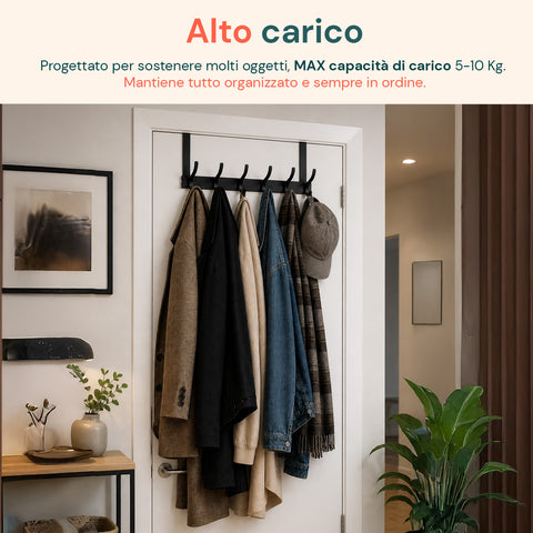 avilia home appendiabiti da porta in alluminio con 12 ganci portata 10kg adatto per porte spesse da 41 45 cm ean 8052879012006