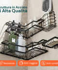 avilia home kit 4 mensole adesive da parete in metallo con ganci senza fori ean 8052879010996