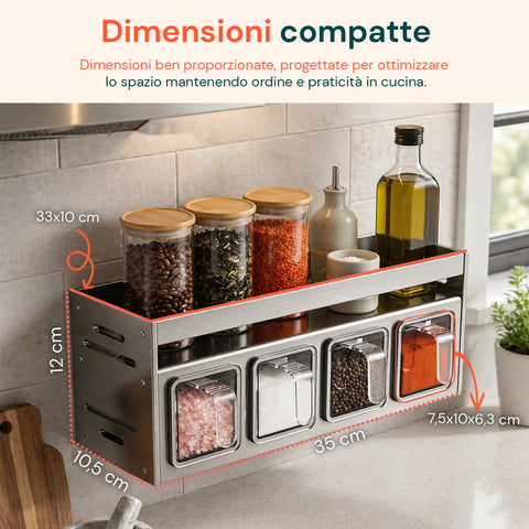 avilia home organizer in acciaio con 4 contenitori estraibili e ripiano superiore 35x105x12 cm portata 10 kg ean 8052879011559