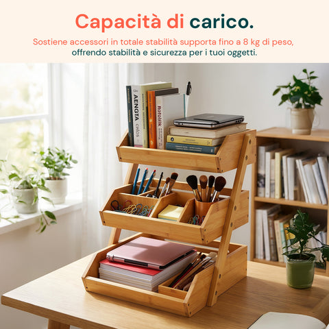 avilia home organizer multiuso in legno di bambu a 3 ripiani per cucina e bagno struttura traspirante 30x33x41 cm portata 8kg ean 8052879011283
