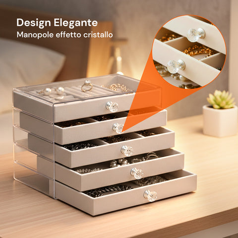 avilia home scatola portagioie 5 cassetti organizer gioielli con scomparti multimisura ean 8052879011634
