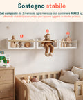 avilia home set 3 mensole da parete per bambini in legno resistente 40x12 cm portata 3kg ean 8052879011672