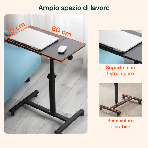 avilia scrivania regolabile con ruote e ripiano inclinabile salvaspazio multiuso ean 8056819050271