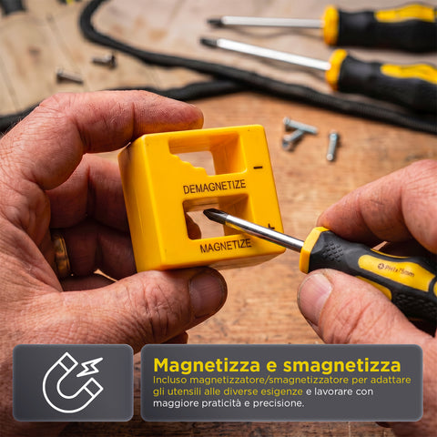 daimann set cacciaviti magnetici professionali 43 pezzi con valigetta kit giraviti con magnetizzatore e smagnetizzatore punte antiscivolo e impugnatura ergonomica ean 8056590070451