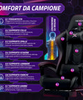 nexor sedia gaming reclinabile con poggiapiedi estraibile cuscino lombare e poggiatesta ean 8052879011771
