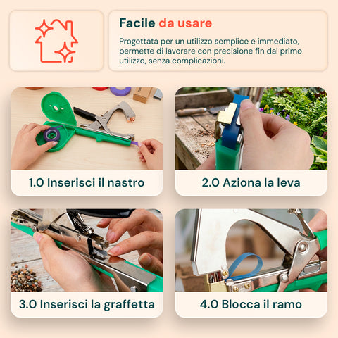 zendea kit legatrice per piante professionale con 40 nastri bicolore e 10 000 graffette macchina legatrice in acciaio 31 cm impugnatura ergonomica e apertura regolabile ean 8050030810553