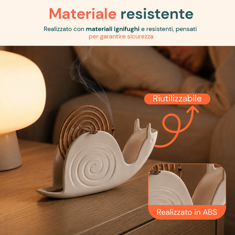 avilia home porta zampirone a forma di lumaca supporto per spirali antizanzare in abs con base raccogli cenere design universale riutilizzabile dimensioni 18x32x75cm ean 8052879014048
