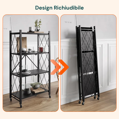 avilia home scaffale mobile pieghevole 4 livelli con ruote girevoli bloccabili ean 8052879010484
