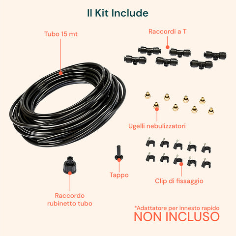 Kit Irrigazione a Nebulizzazione 15 m per Piante, Gazebo e Giardino